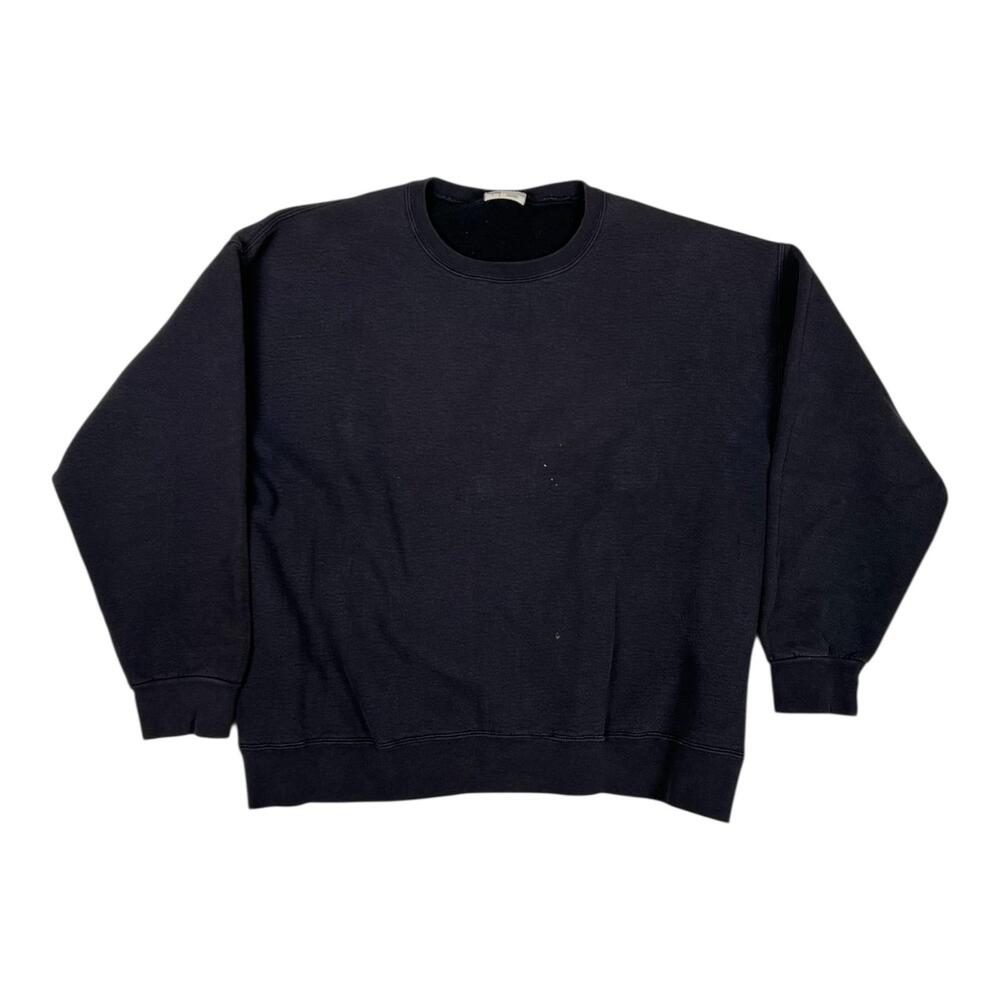Vintage Cheetah Sweatshirt Mens XL Black Blank Fleece Crewneck USA Made Pullover